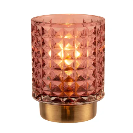 Cute Glamour Lampe à poser mobile Minuterie pile rose Verre/métal