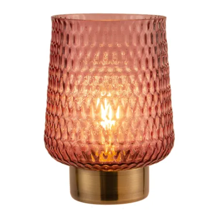 Rose Glamour Lampe à poser mobile Minuterie pile rose Verre/métal