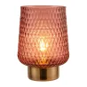 Rose Glamour Lampe à poser mobile Minuterie pile rose Verre/métal