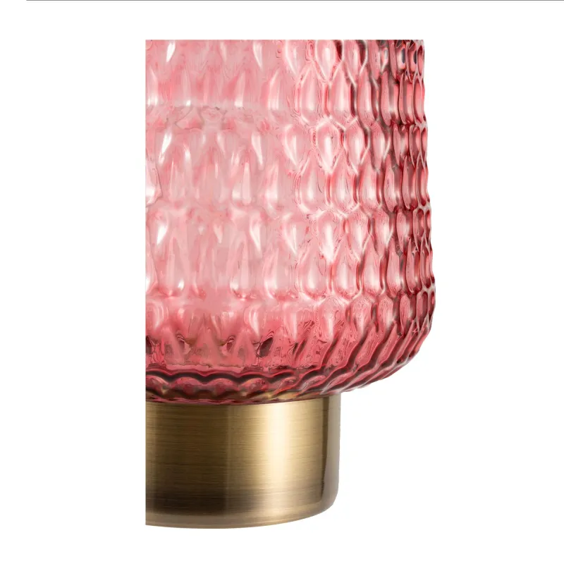Rose Glamour Lampe à poser mobile Minuterie pile rose Verre/métal
