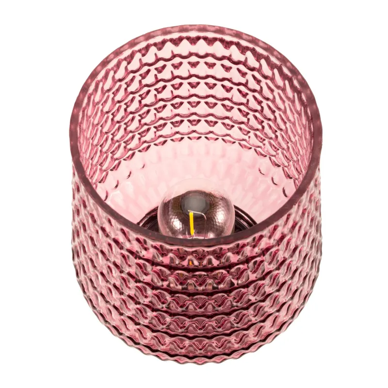 Rose Glamour Lampe à poser mobile Minuterie pile rose Verre/métal