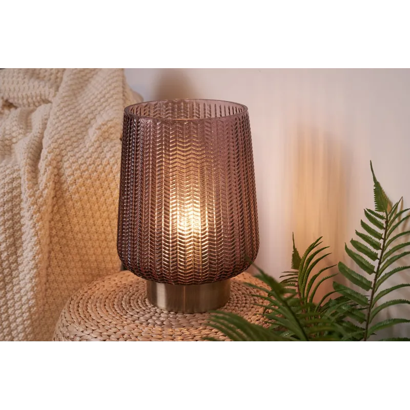 Fancy Glamour lampe à poser mobile Minuterie pile Gris Verre/métal