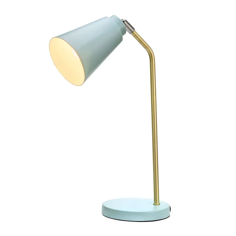 Lampe à poser True Charm max40W E27 Bleu clair/Doré 230V Métal