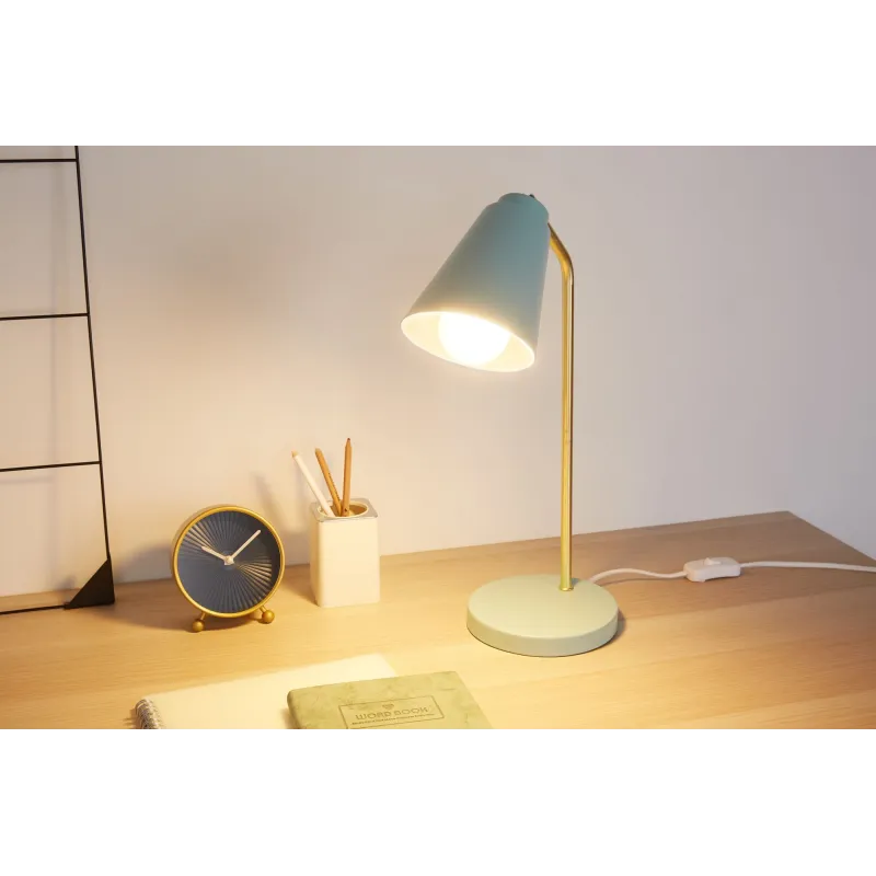 Lampe à poser True Charm max40W E27 Bleu clair/Doré 230V Métal
