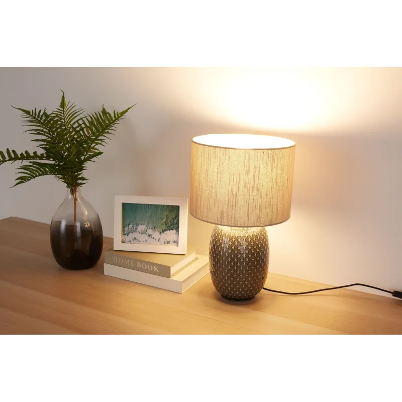 Lampe à poser Pretty Classy max60W E27 Gris foncé/Beige 230V Céramique