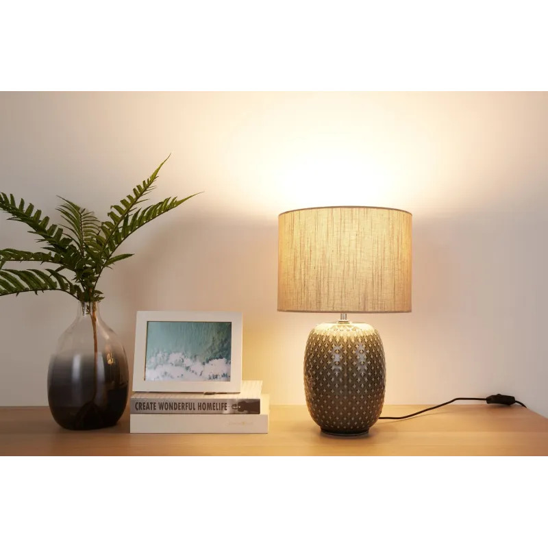 Lampe à poser Pretty Classy max60W E27 Gris foncé/Beige 230V Céramique