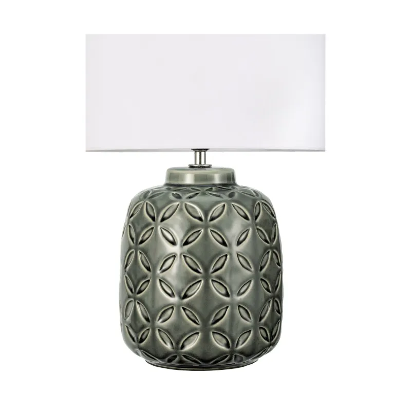 Lampe à poser Glowing Bloom max40W E14 Gris/Blanc 230V céramique