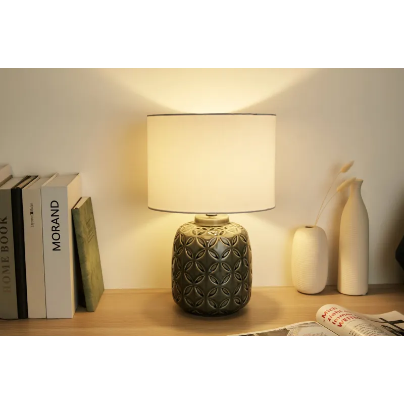 Lampe à poser Glowing Bloom max40W E14 Gris/Blanc 230V céramique