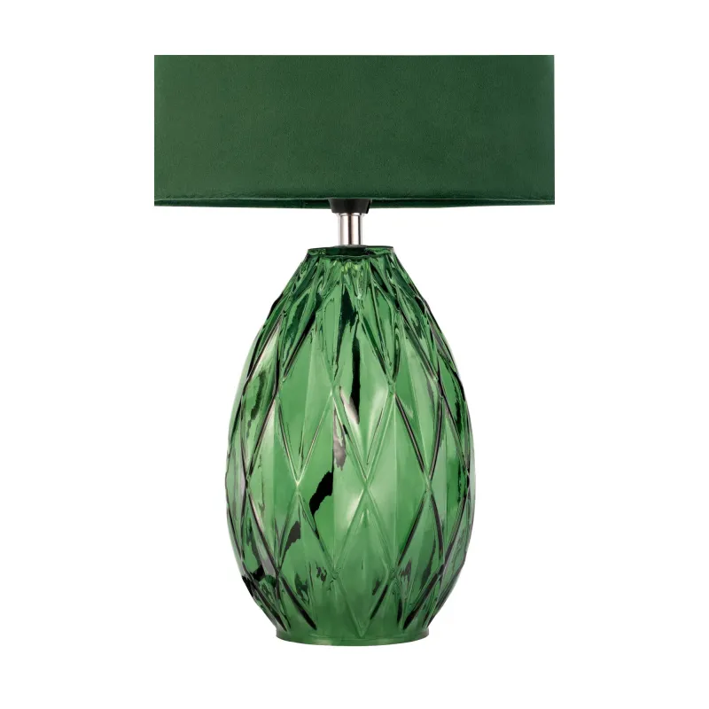 Lampe à poser Crystal Love max20W E14 Vert 230V verre/tissu