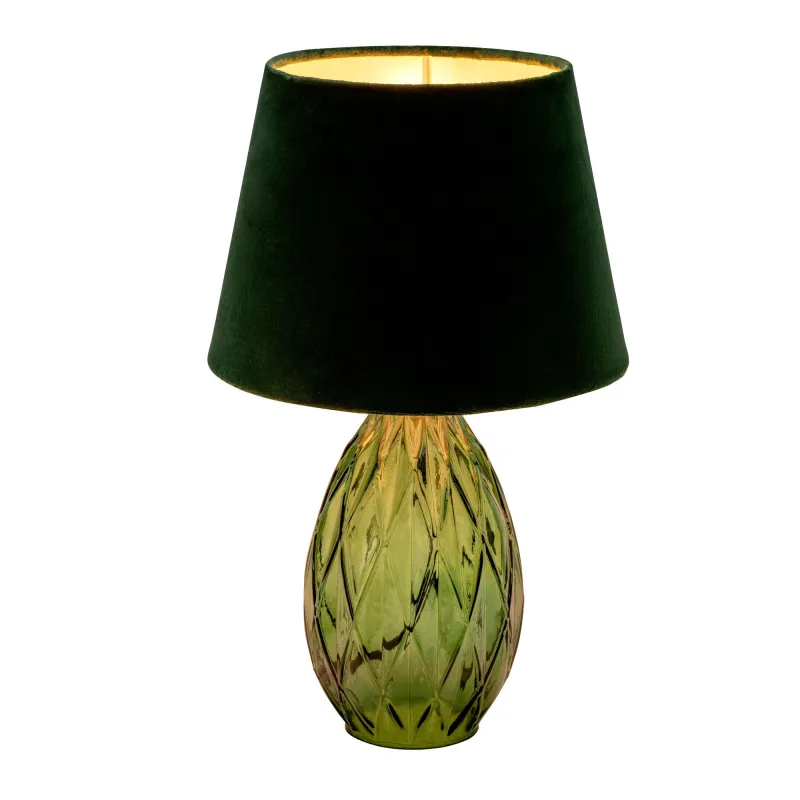 Lampe à poser Crystal Love max20W E14 Vert 230V verre/tissu