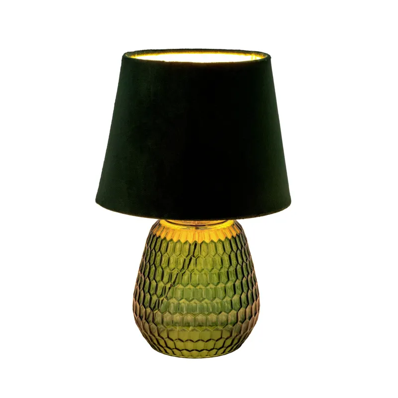 Lampe à poser Crystal Velours max40W E14 Vert 230V verre/tissu