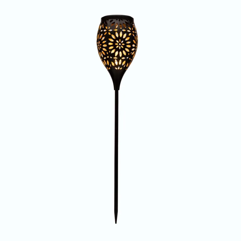 Piquet solaire Sunshine Flower extérieur Noir/Doré métal