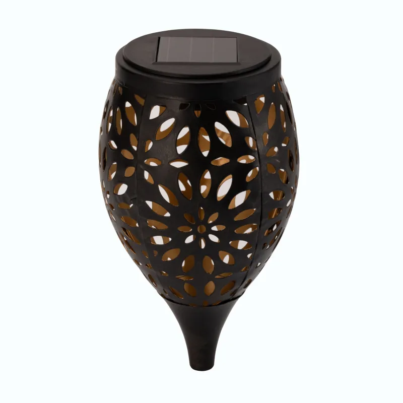Piquet solaire Sunshine Flower extérieur Noir/Doré métal