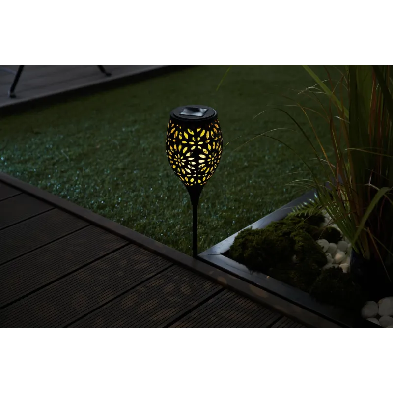 Piquet solaire Sunshine Flower extérieur Noir/Doré métal