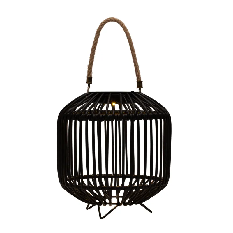 Lanterne solaire Sunshine Delight ext Rotin synthétique Noir/Métal