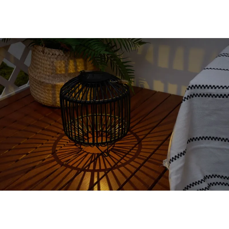 Lanterne solaire Sunshine Delight ext Rotin synthétique Noir/Métal