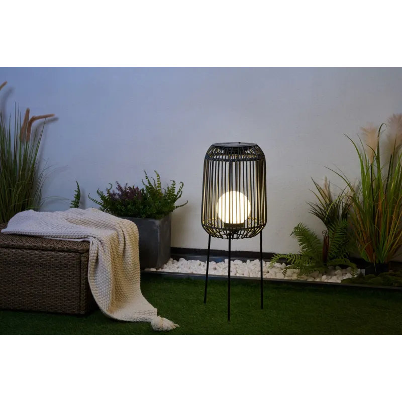 Lampadaire solaire Sunshine Coziness Extérieur Noir/Gris Rotin synth/Mét