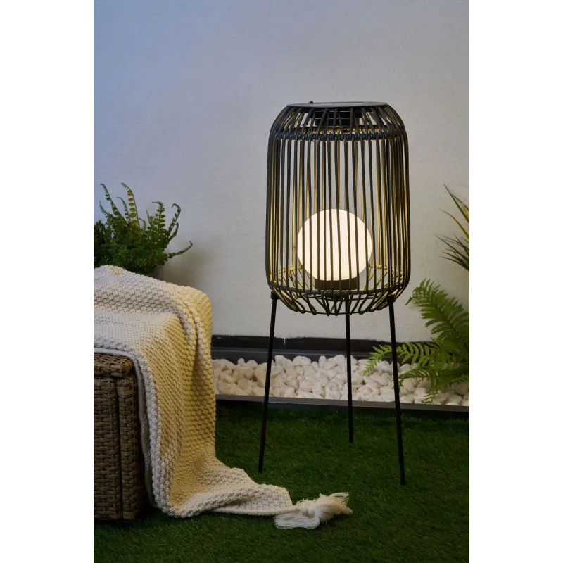 Lampadaire solaire Sunshine Coziness Extérieur Noir/Gris Rotin synth/Mét