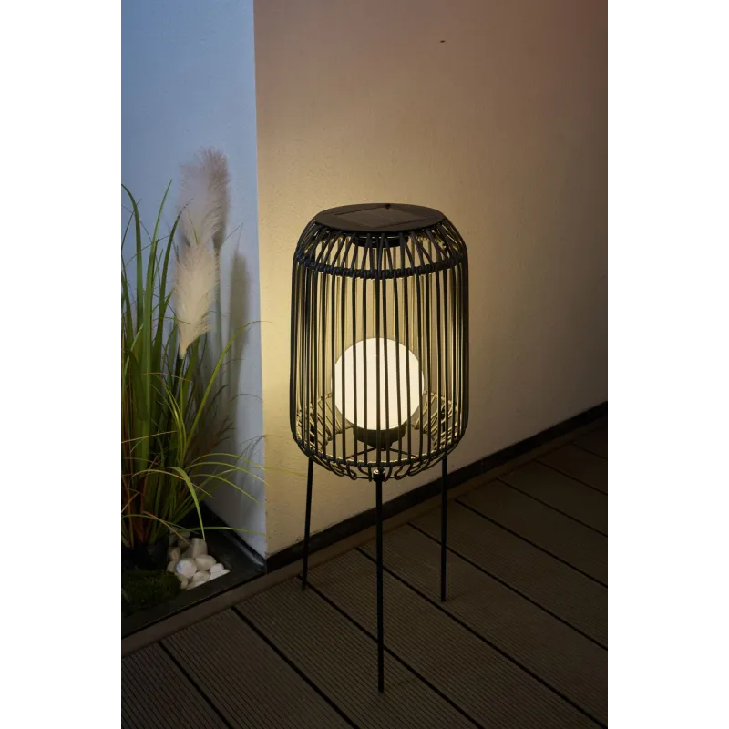 Lampadaire solaire Sunshine Coziness Extérieur Noir/Gris Rotin synth/Mét