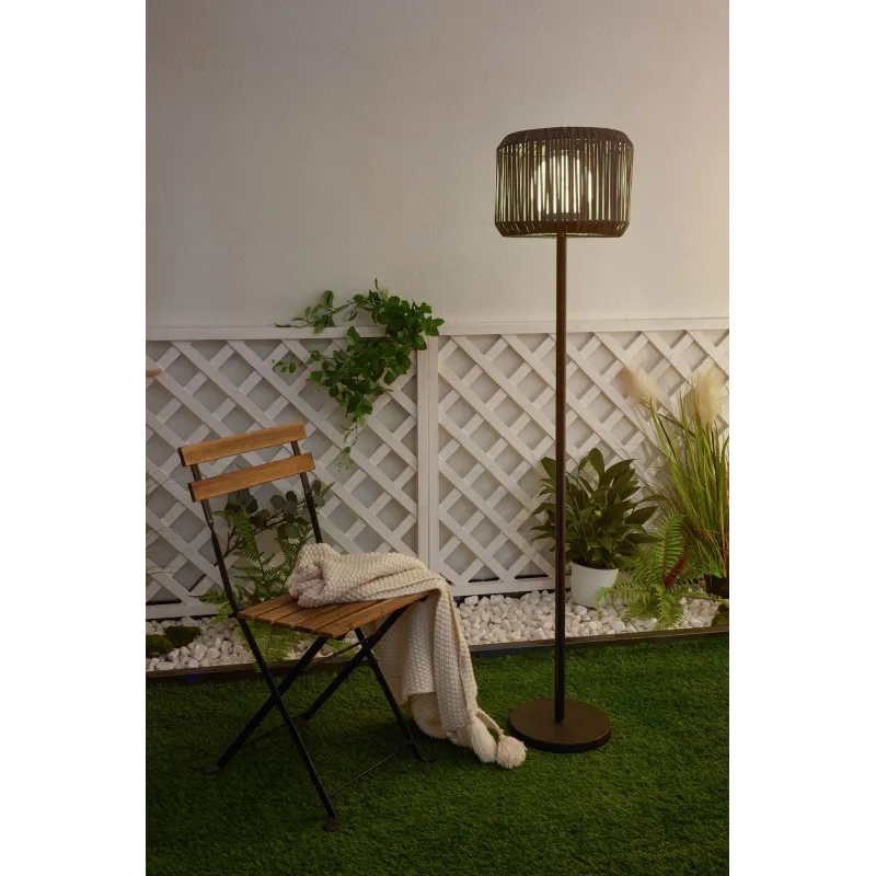 Lampadaire solaire Sunshine Elegance Rotin synthétique extérieur Noir