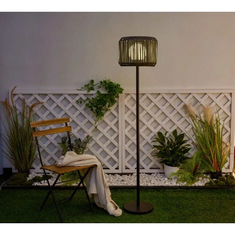 Lampadaire solaire Sunshine Elegance Rotin synthétique extérieur Noir