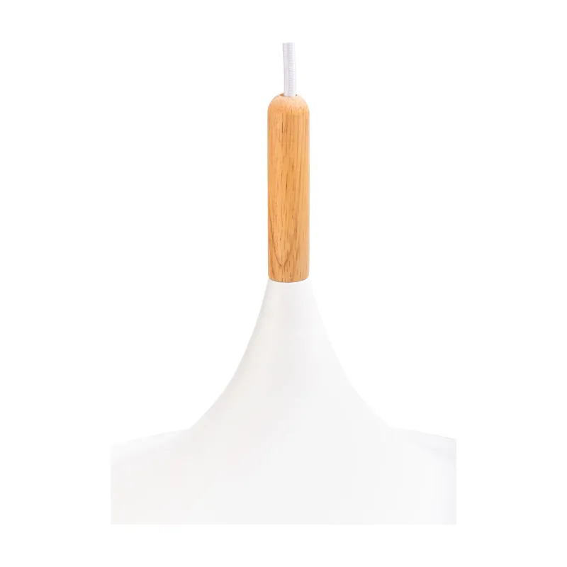 Suspension Pure Shine max20W E27 Blanc/bois 230V métal/bois