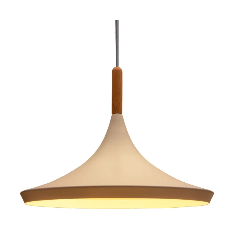 Suspension Pure Shine max20W E27 Blanc/bois 230V métal/bois