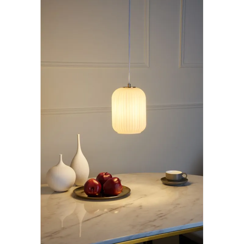 Suspension Noble Purity max20W E27 Blanc/Champagne 230V Verre/Métal