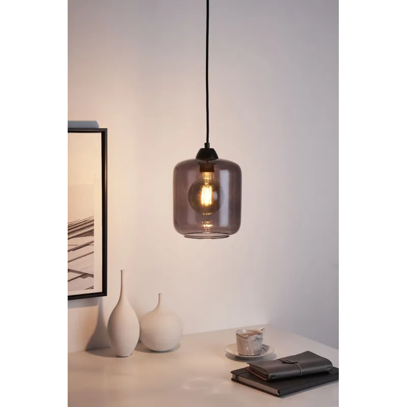 Suspension Magic Glamour max20W E27 Verre fumé/Noir 230V Verre/Métal