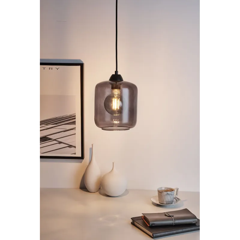 Suspension Magic Glamour max20W E27 Verre fumé/Noir 230V Verre/Métal