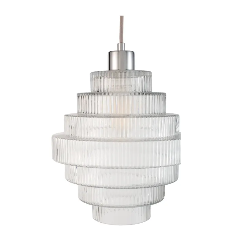 Suspension Noble Brilliance max20W E27 Clair/Chrom 230V Verre/Métal