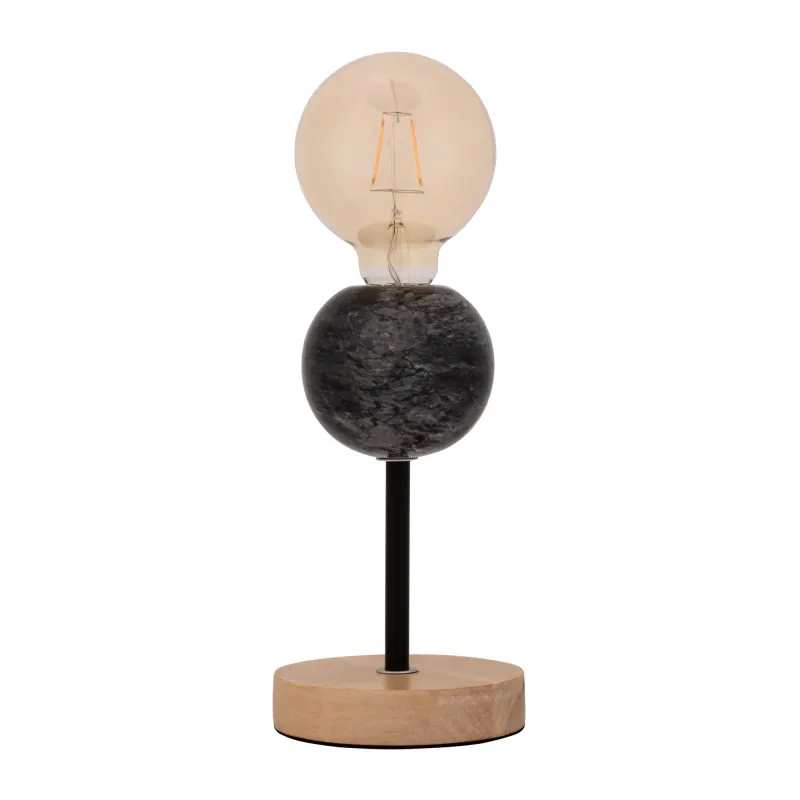 Lampe à poser Marble Dream max20W E27 Noir/bois 230V marbre/bois