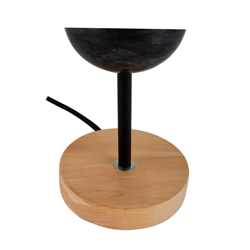 Lampe à poser Marble Dream max20W E27 Noir/bois 230V marbre/bois