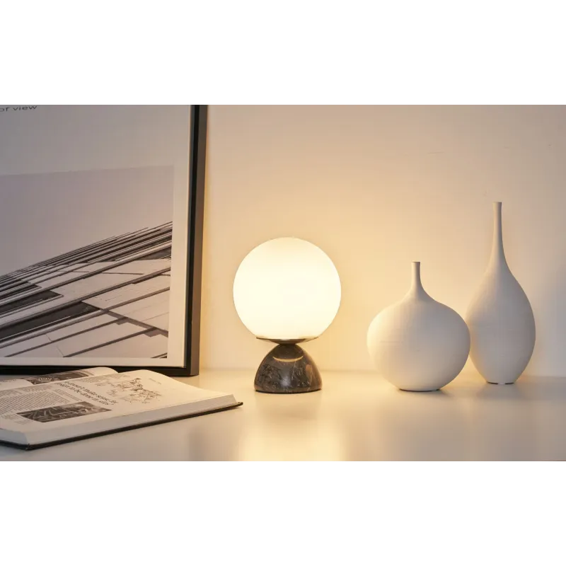 Lampe à poser Shiny Pearl max20W E14 Noir/Blanc 230V marbre/verre