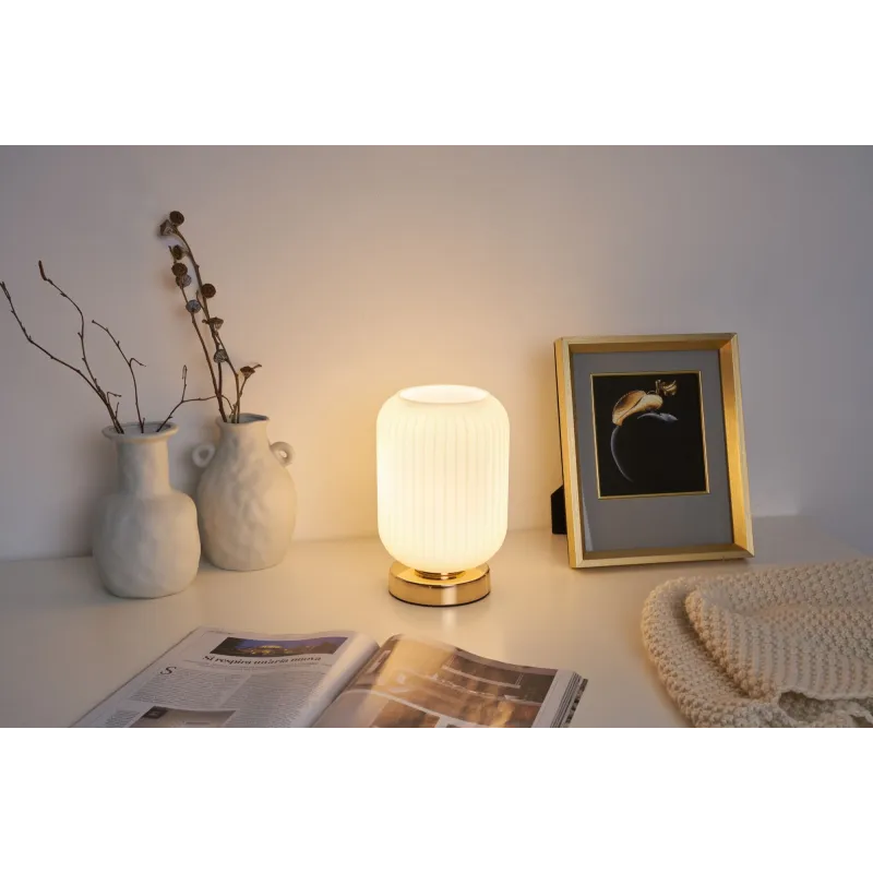 Lampe à poser Noble Purity max20W E27 Blanc/champagne doré 230V Verre/Métal