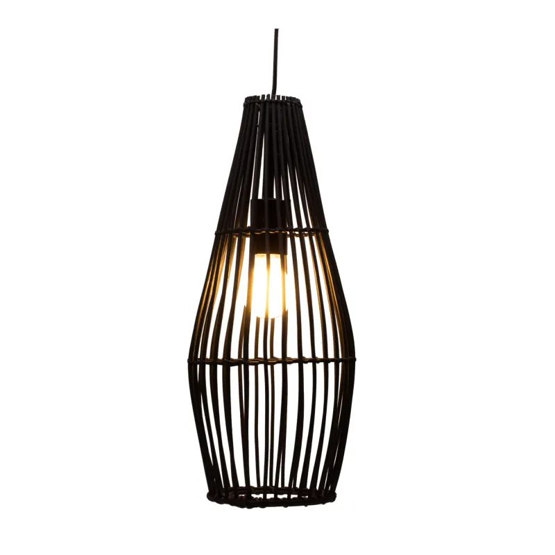 Suspension Timber Love max20W E27 Noir 230V Rotin/Métal