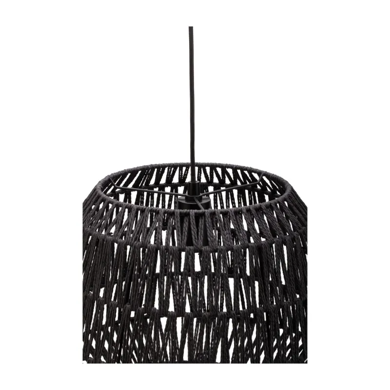 Suspension Timber Pearl max20W E27 Noir 230V papier tressé/métal