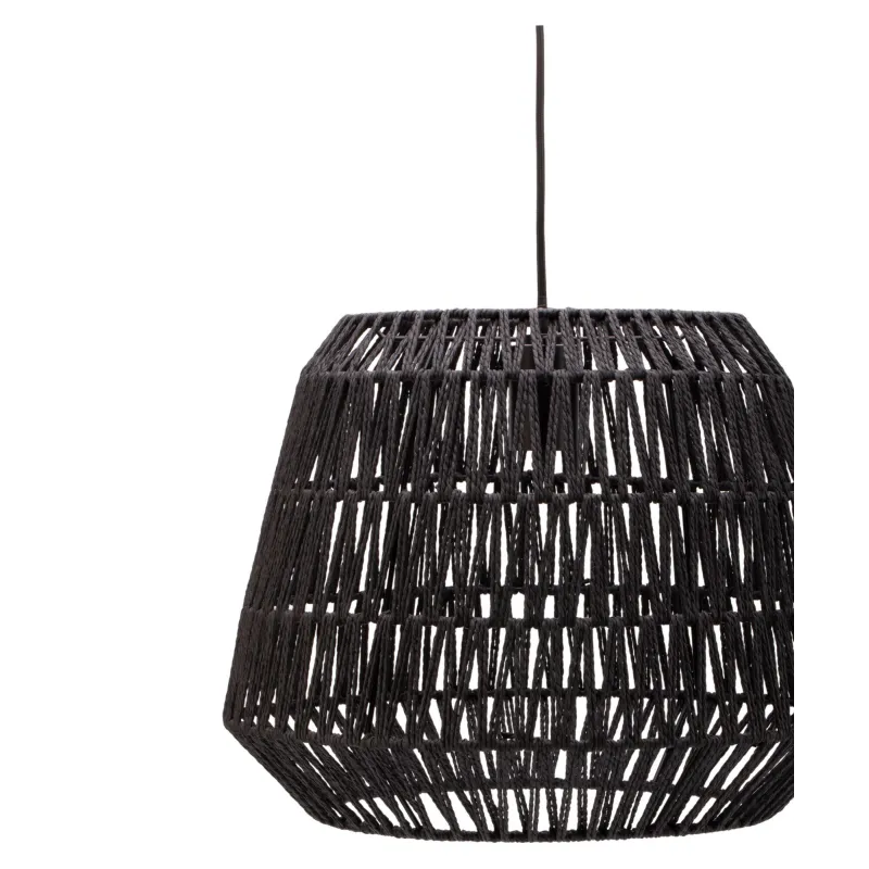 Suspension Timber Pearl max20W E27 Noir 230V papier tressé/métal