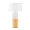 Lampe à poser Woody Elegance max20W E27 Bois/Blanc 230V Bois/tissu
