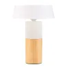 Lampe à poser Woody Elegance max20W E27 Bois/Blanc 230V Bois/tissu