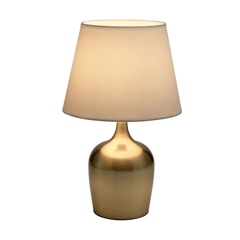 Lampe à poser Golden Glamour max20W E27 Doré/Blanc 230V Métal/tissu