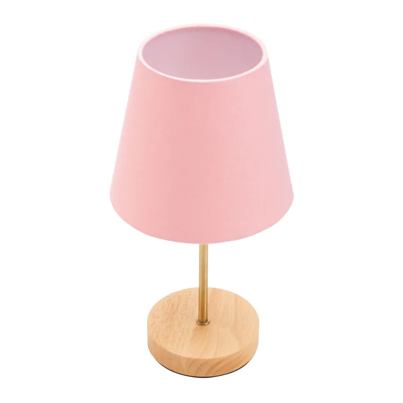 Lampe à poser Woody Rose max20W E27 Bois/Rose/Doré 230V Bois/tissu