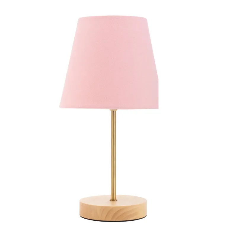 Lampe à poser Woody Rose max20W E27 Bois/Rose/Doré 230V Bois/tissu