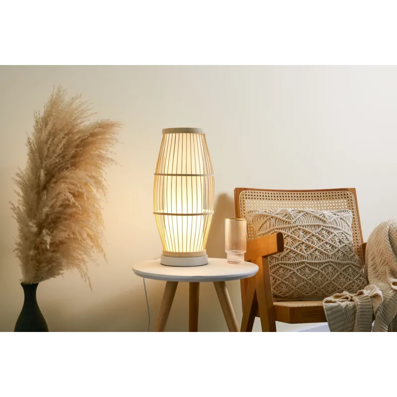 Lampe à poser Woody Passion max20W E27 Beige 230V bambou/plastique