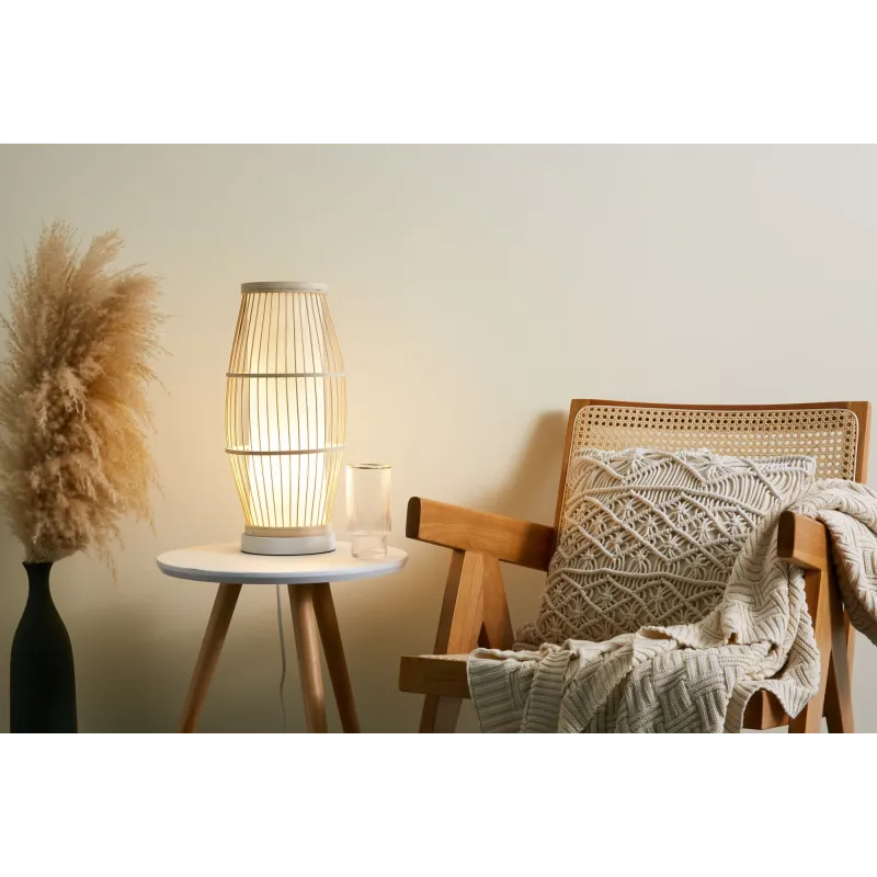 Lampe à poser Woody Passion max20W E27 Beige 230V bambou/plastique