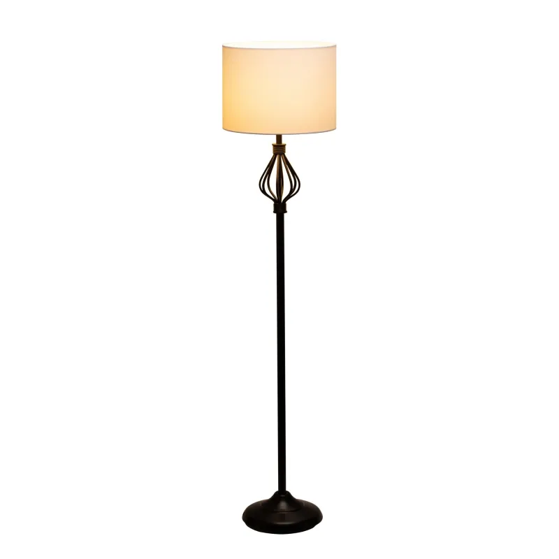 Lampadaire Grand Beauty max20W E27 Blanc/noir 230V Tissu/métal