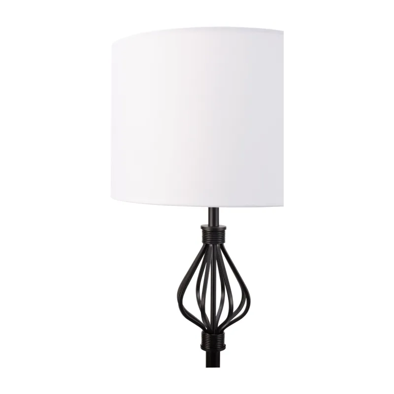 Lampadaire Grand Beauty max20W E27 Blanc/noir 230V Tissu/métal