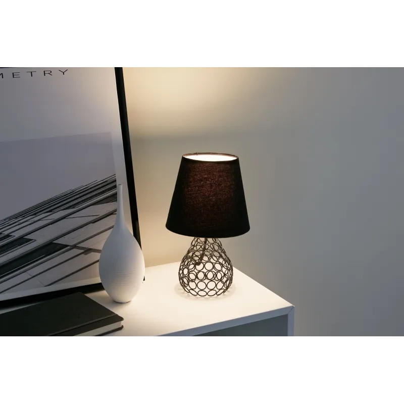Lampe à poser Black Brilliance max20W E27 Noir 230V Tissu/Métal