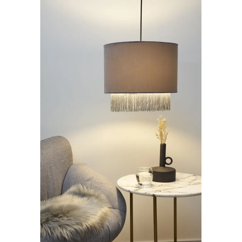 Suspension Noble Reverie max20W E27 Gris/Noir 230V Velours/Métal