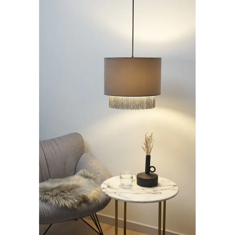 Suspension Noble Reverie max20W E27 Gris/Noir 230V Velours/Métal